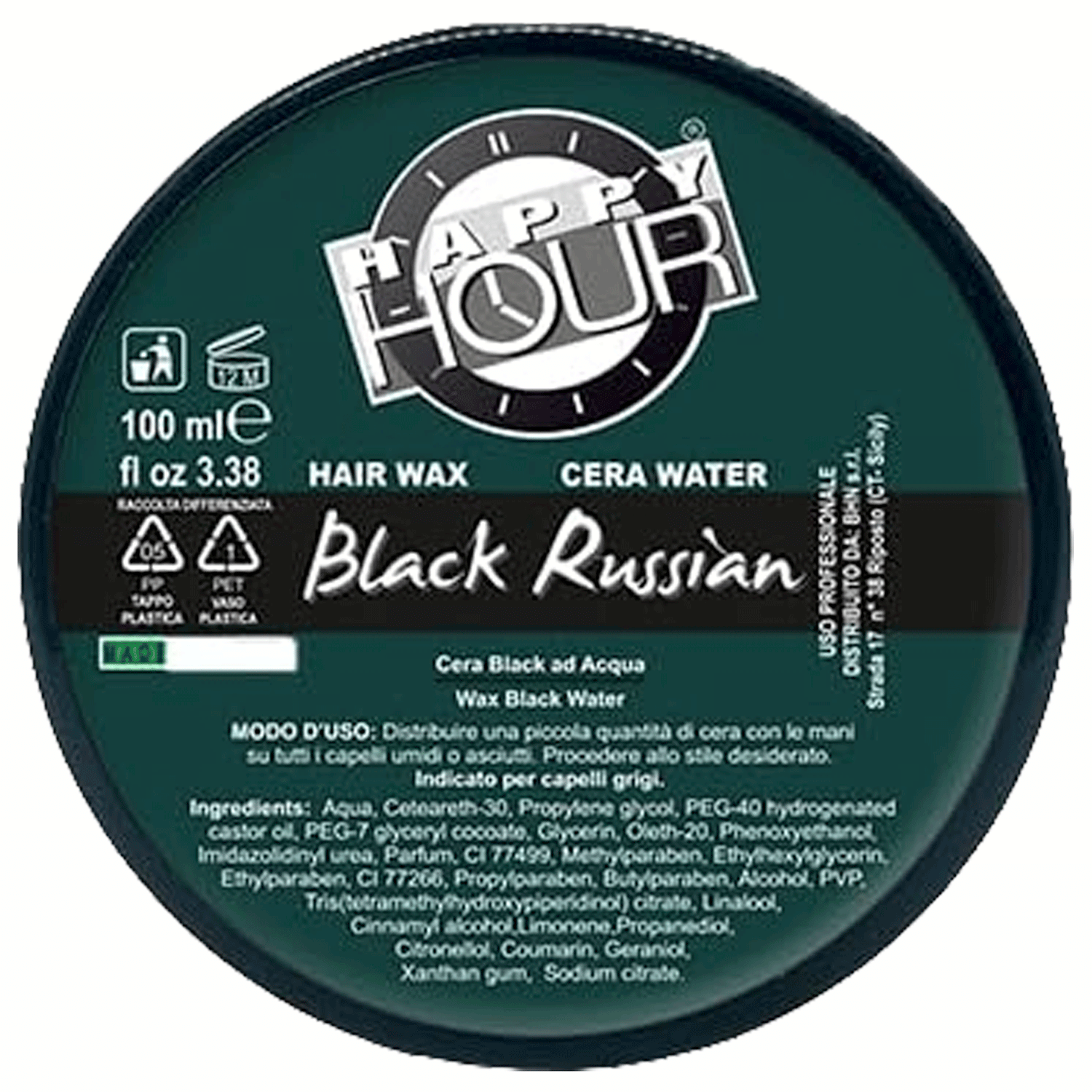 Cera per capelli grigi nera Black Russian Hair Water Wax 100 ml
