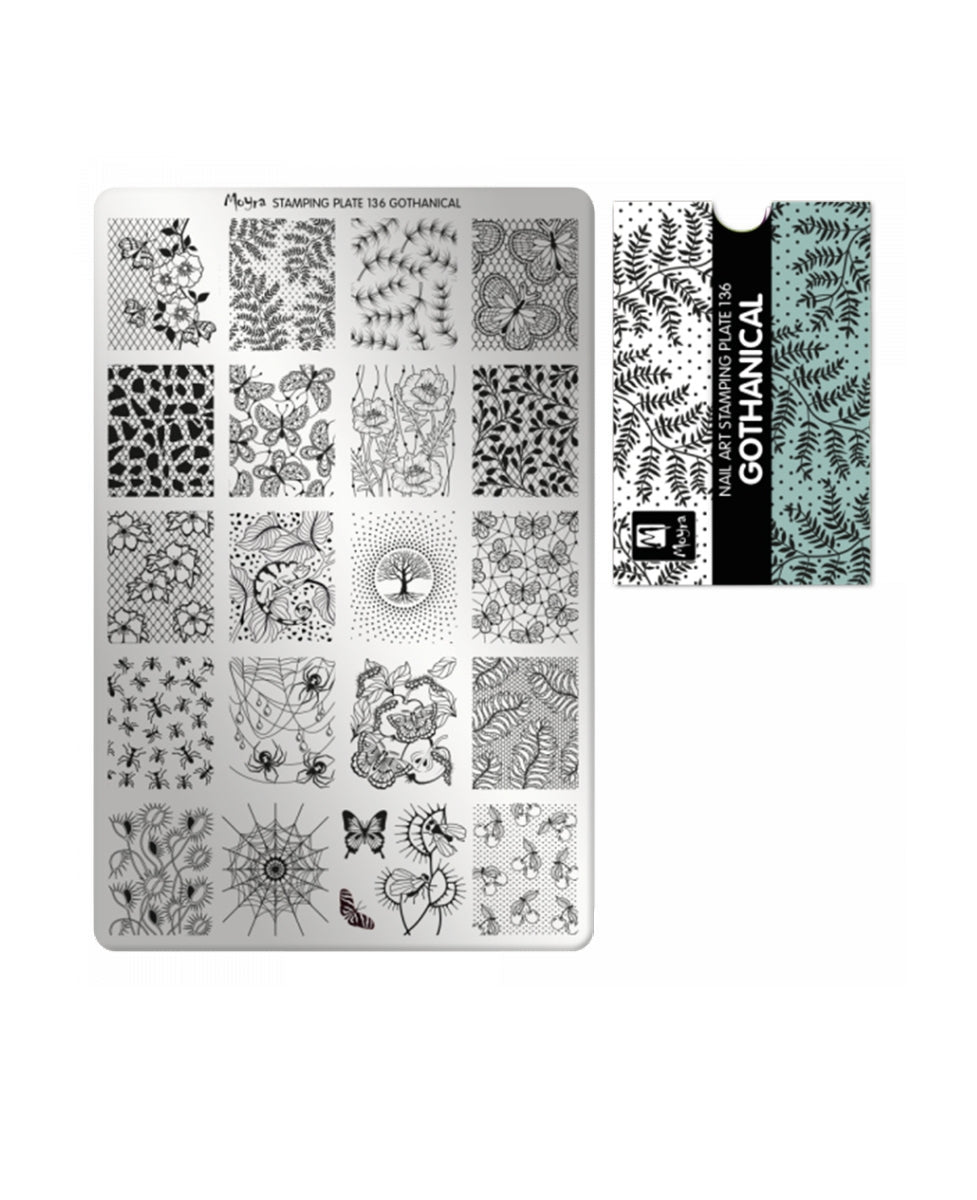 Piastra per Stamping Gothanical Foglie 136 Moyra 6 cm X 12 cm