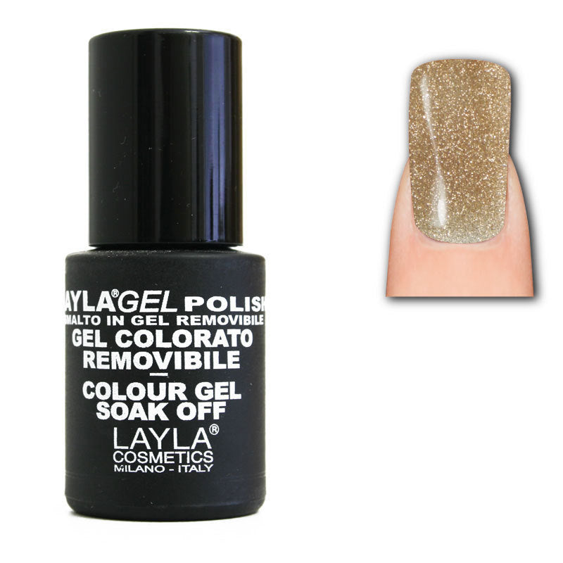 LaylaGel Polish Gel Colorato nr 43 Gold Glitter 10 ml