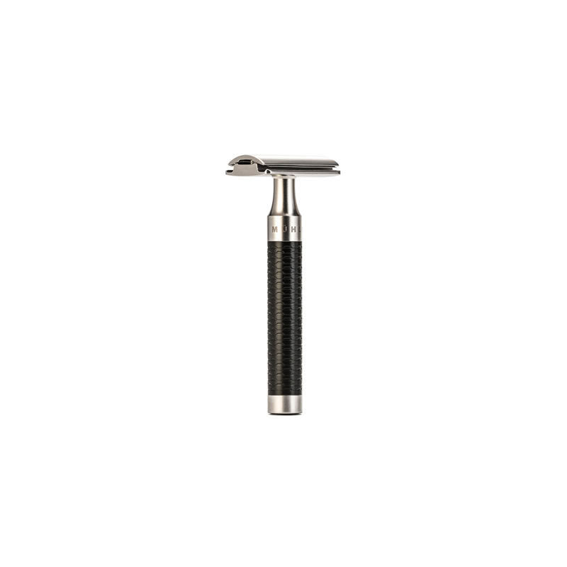 Rasoio di Sicurezza Inox Manico Nero Muhle Rocca R96