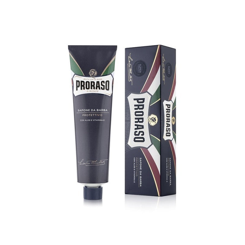 Sapone da Barba Aloe e VitaminaE Proraso Linea Blu tubo 150 ml.