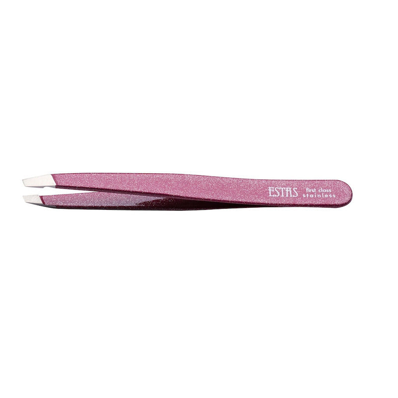 Pinzetta sopracciglia acciao inox taglio obliquo Metal Fucsia Estas