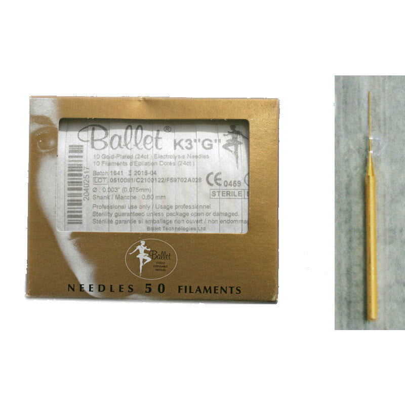 Aghi Monouso Elettrodepil Ballet K3 Oro 0,075 mm 10 pz