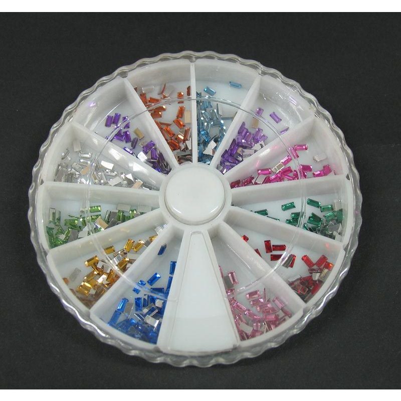 Kit ruota 600 brillantini decoro unghie rettangoli SBox-9