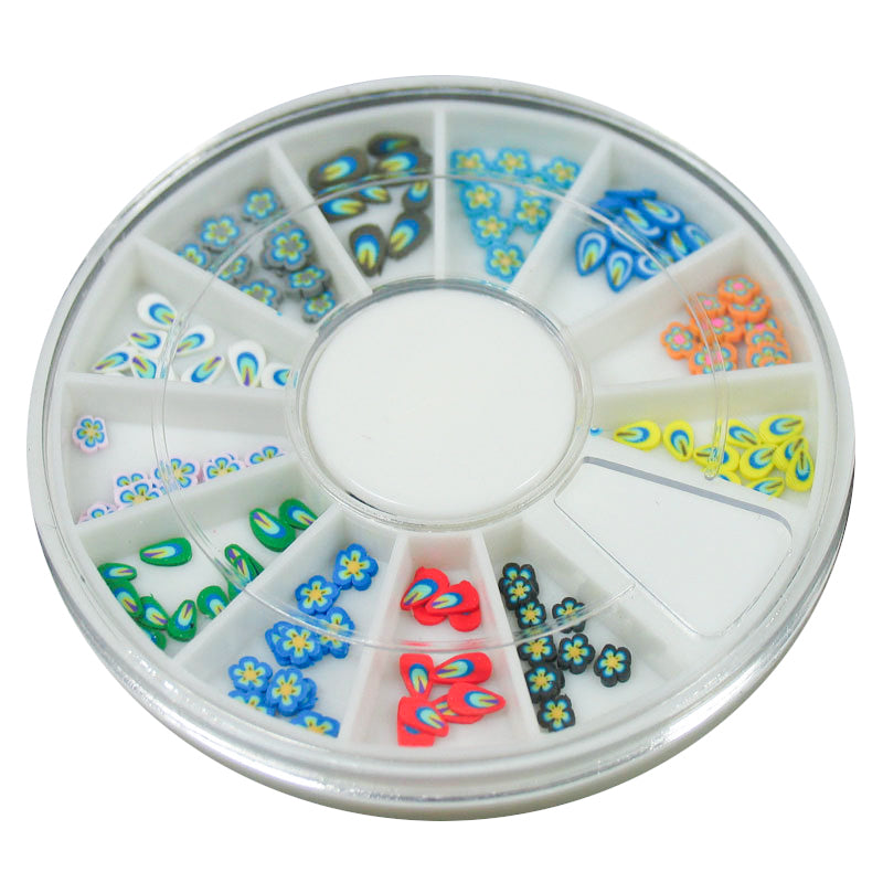 Ruota decori fiori e petali 3D colorate cod. 1533