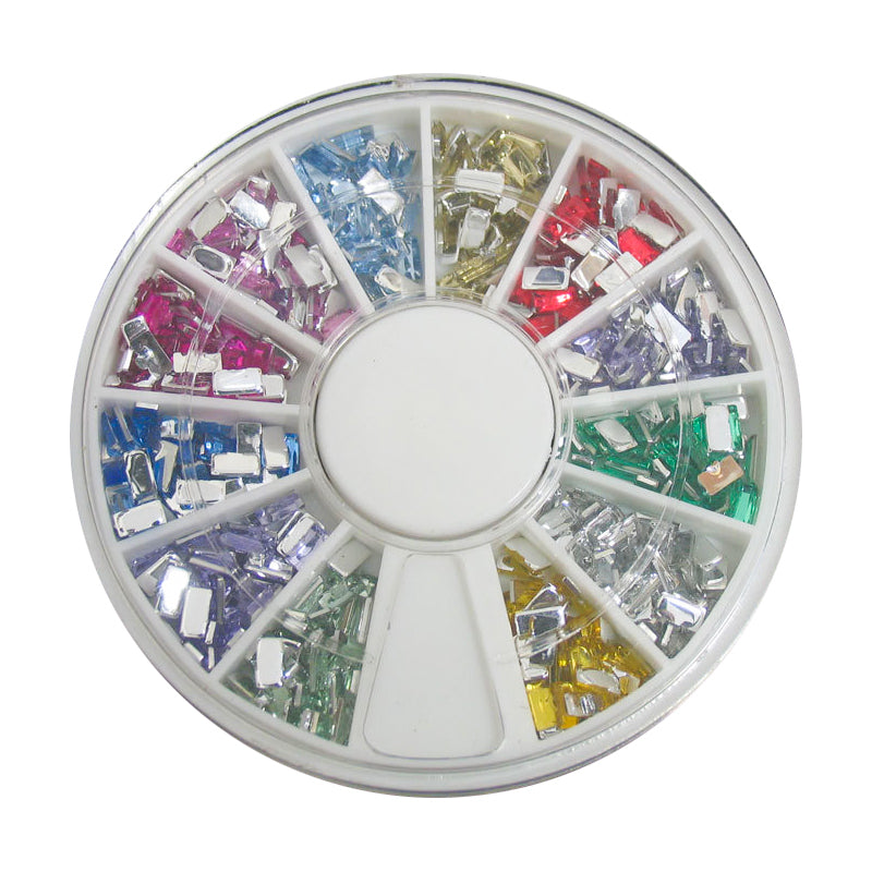 Ruota con decori unghie nail art brillantini rettangolari colorati
