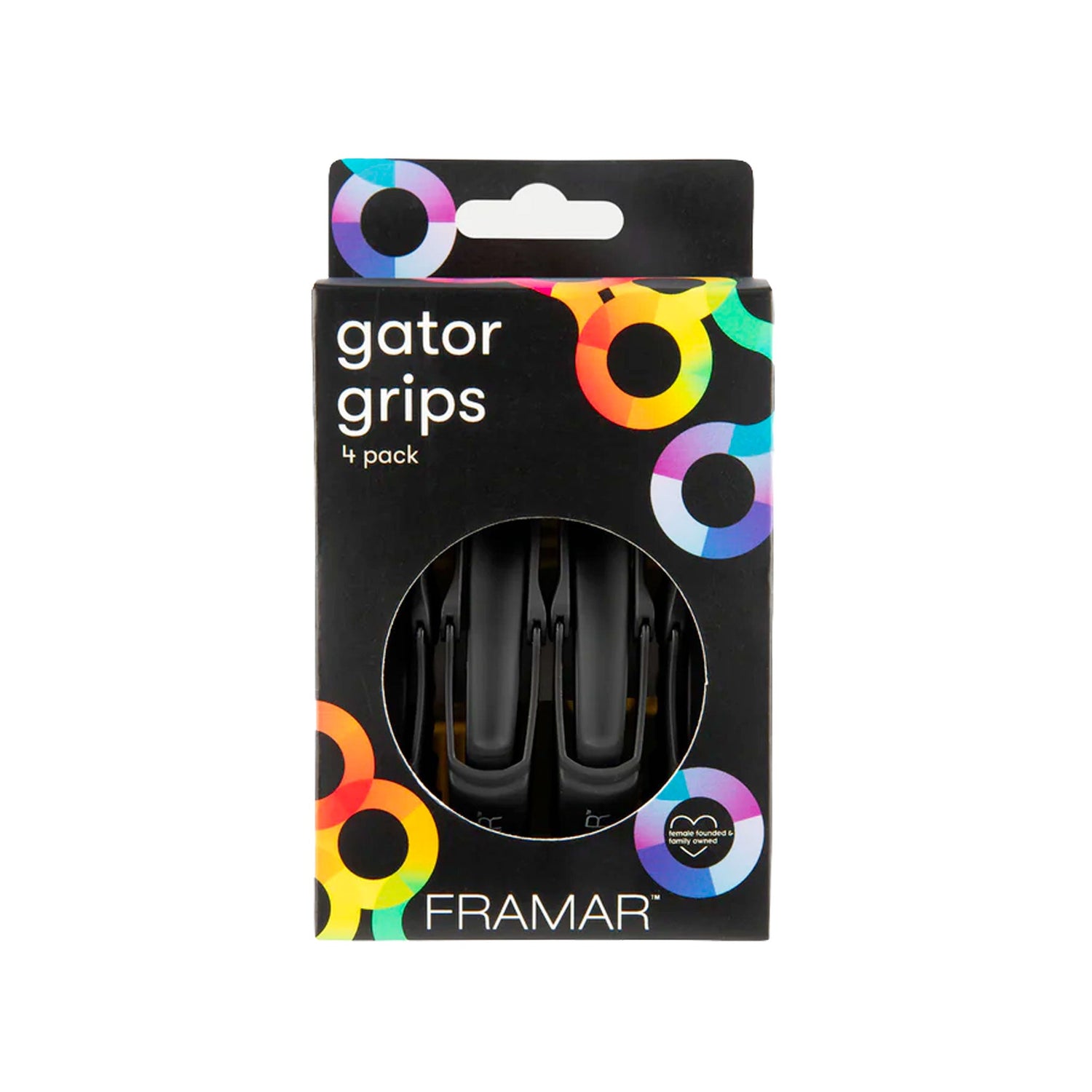 Fermacapelli Gommato Gator Grips Nero 4 pezzi Framar