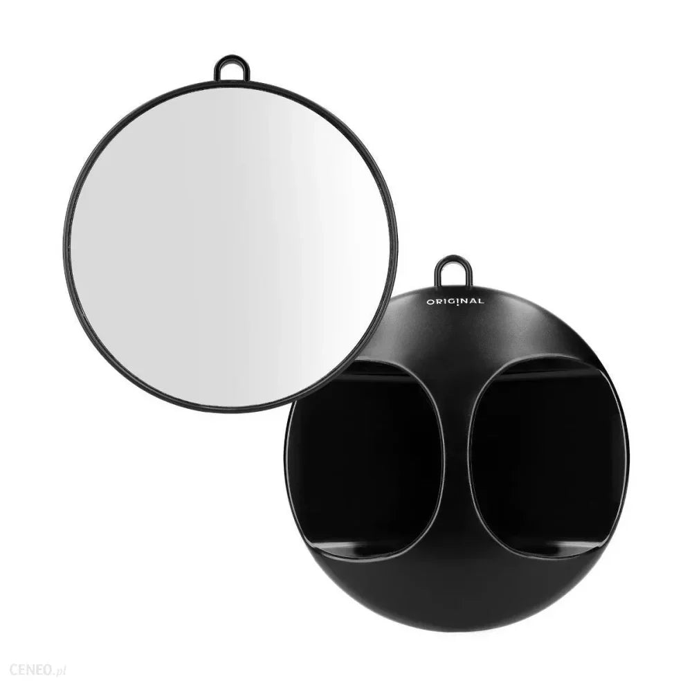 Specchio parrucchiere con impugnatura diam 28cm modello LUNA colore Nero
