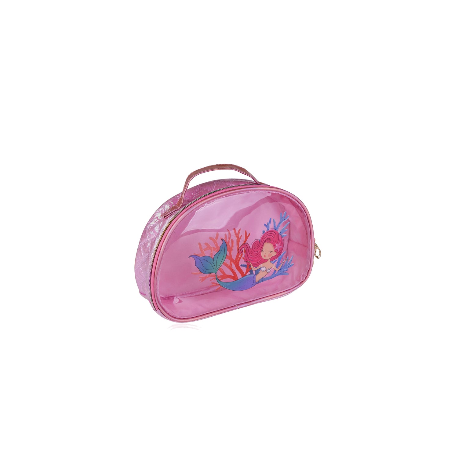 Beauty Cosmetic Bag rosa con cerniera fantasia Sirenetta